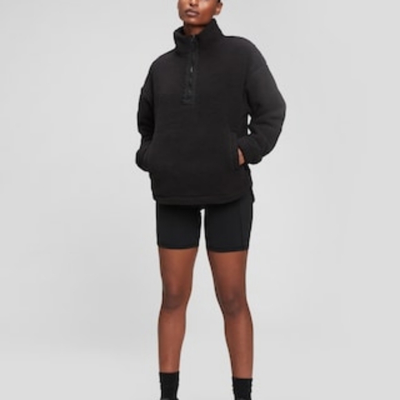 GAP Black Half-Zip Sherpa Hoodie - Picture 1 of 4